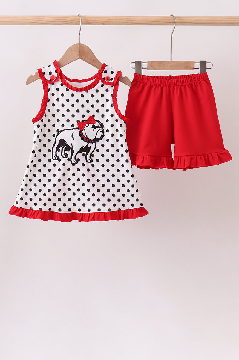 Red Georgia Bulldog Applique Ruffle Set - 1