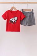 Red Georgia Bulldog Applique Shorts Set - 1