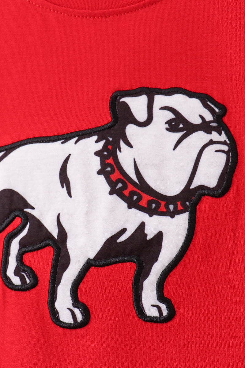 Red Georgia Bulldog Applique Shorts Set - 2