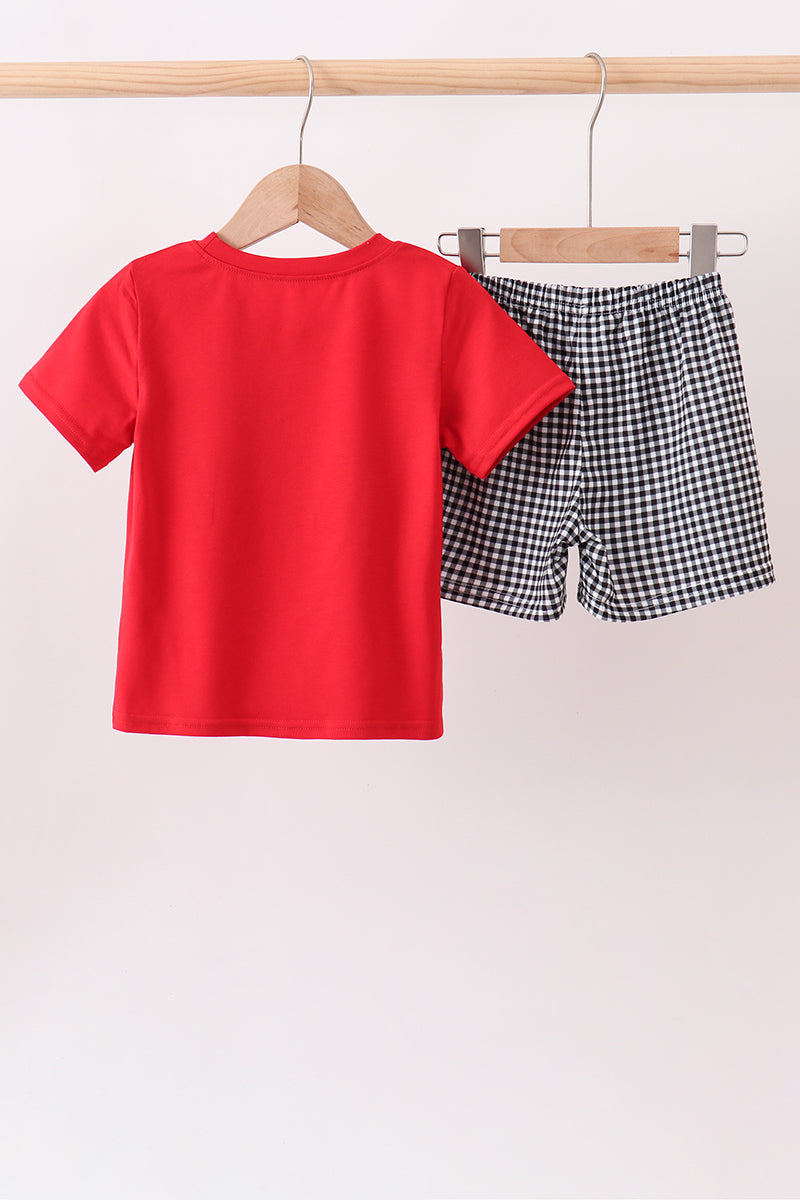 Red Georgia Bulldog Applique Shorts Set - 4