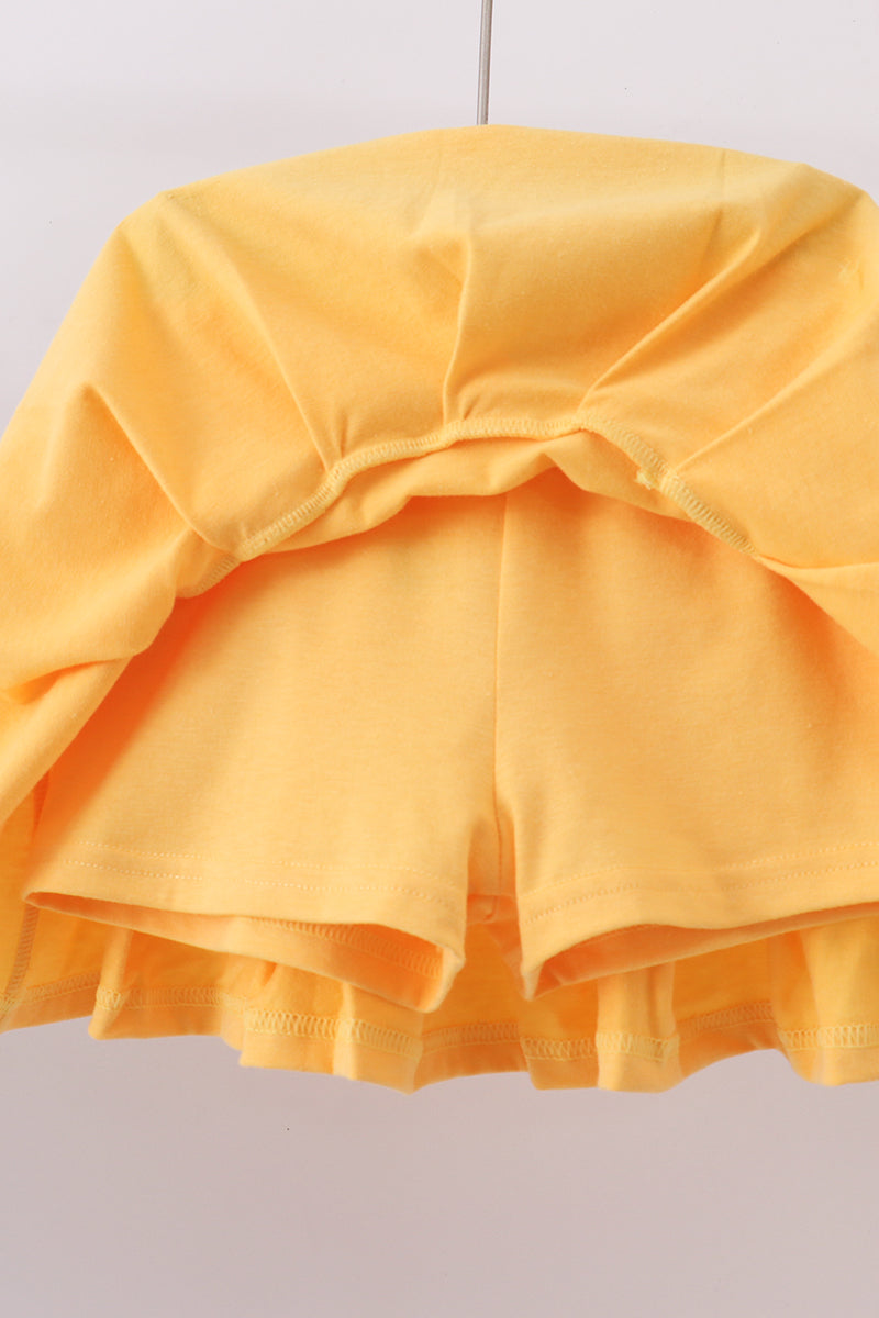 Blue bus bow embroidery ruffle skorts set - 5
