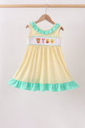 Mustard Honey Bear Embroidered Dress - 1
