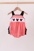 Red Character Plaid Embroidered Bubble - 1