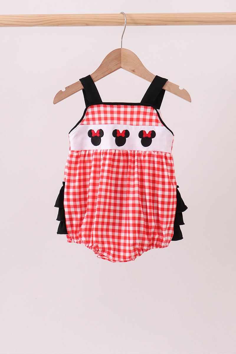 Red Character Plaid Embroidered Bubble - 1