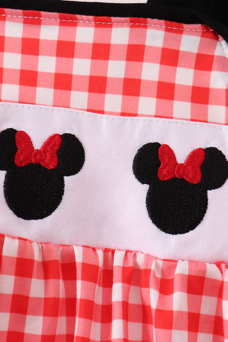 Red Character Plaid Embroidered Bubble - 2