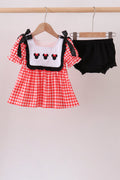 Red Character Plaid Embroidered Bloomer Set - 1