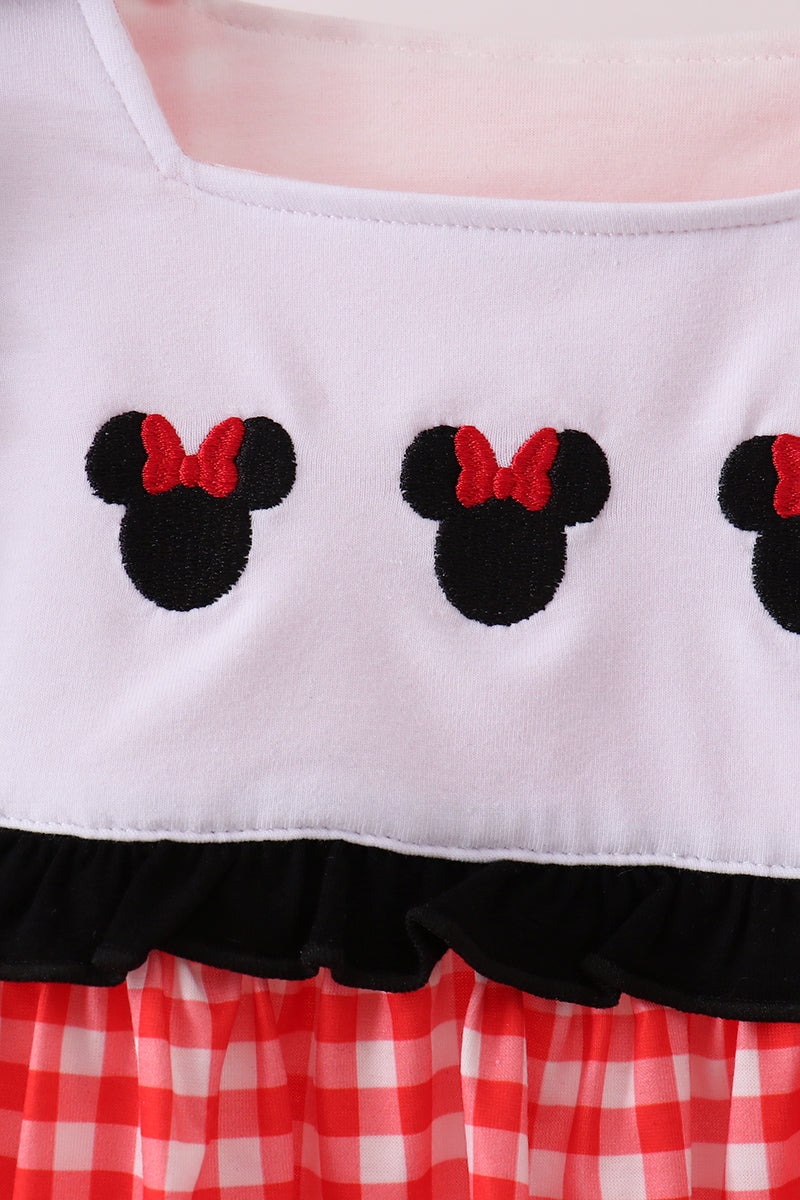Red Character Plaid Embroidered Bloomer Set - 2