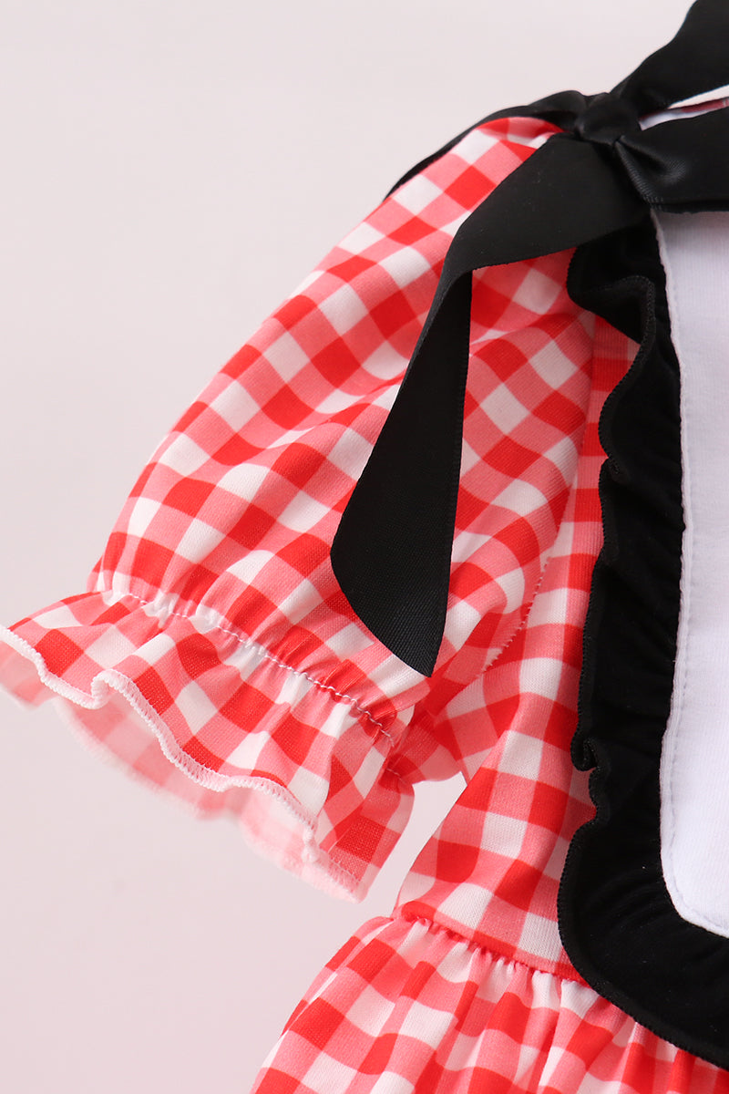 Red Character Plaid Embroidered Bloomer Set - 3