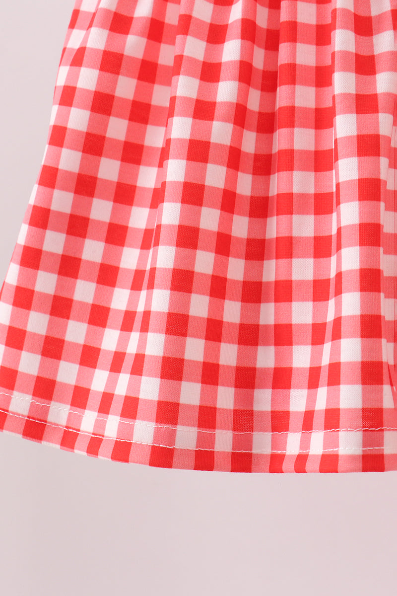 Red Character Plaid Embroidered Bloomer Set - 4