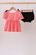 Red Character Plaid Embroidered Bloomer Set - 5
