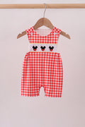 Red Character Plaid Embroidered Jon Jon - 1