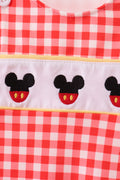 Red Character Plaid Embroidered Jon Jon - 2