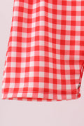 Red Character Plaid Embroidered Jon Jon - 3