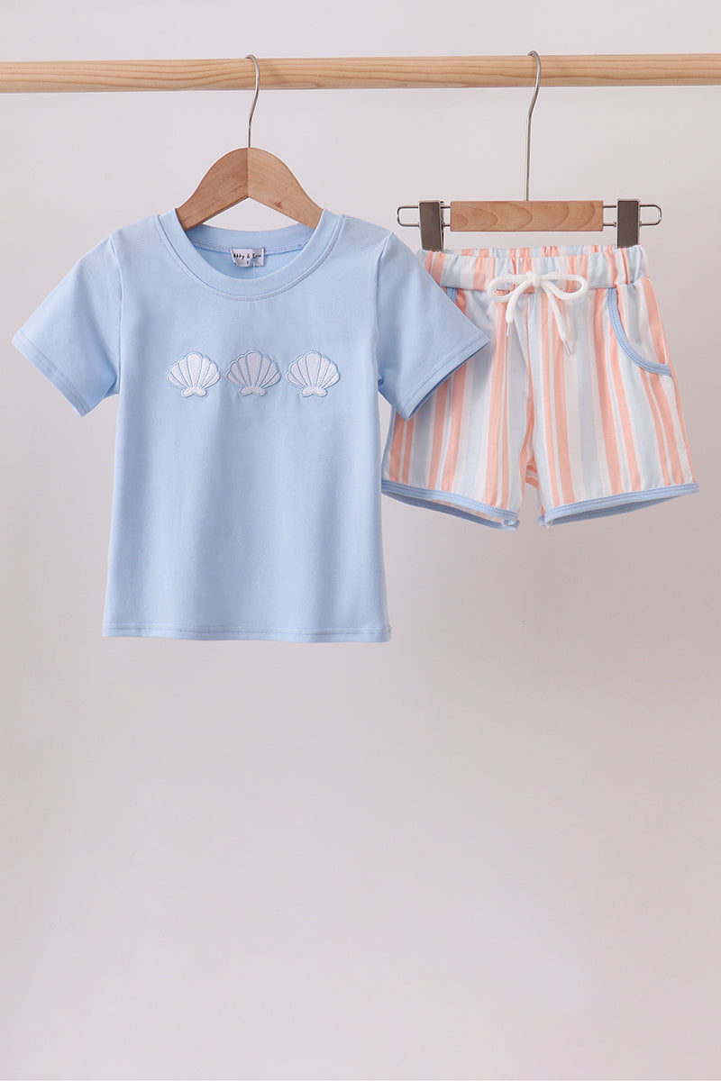 Seashell Stripe Embroidered Set - 1