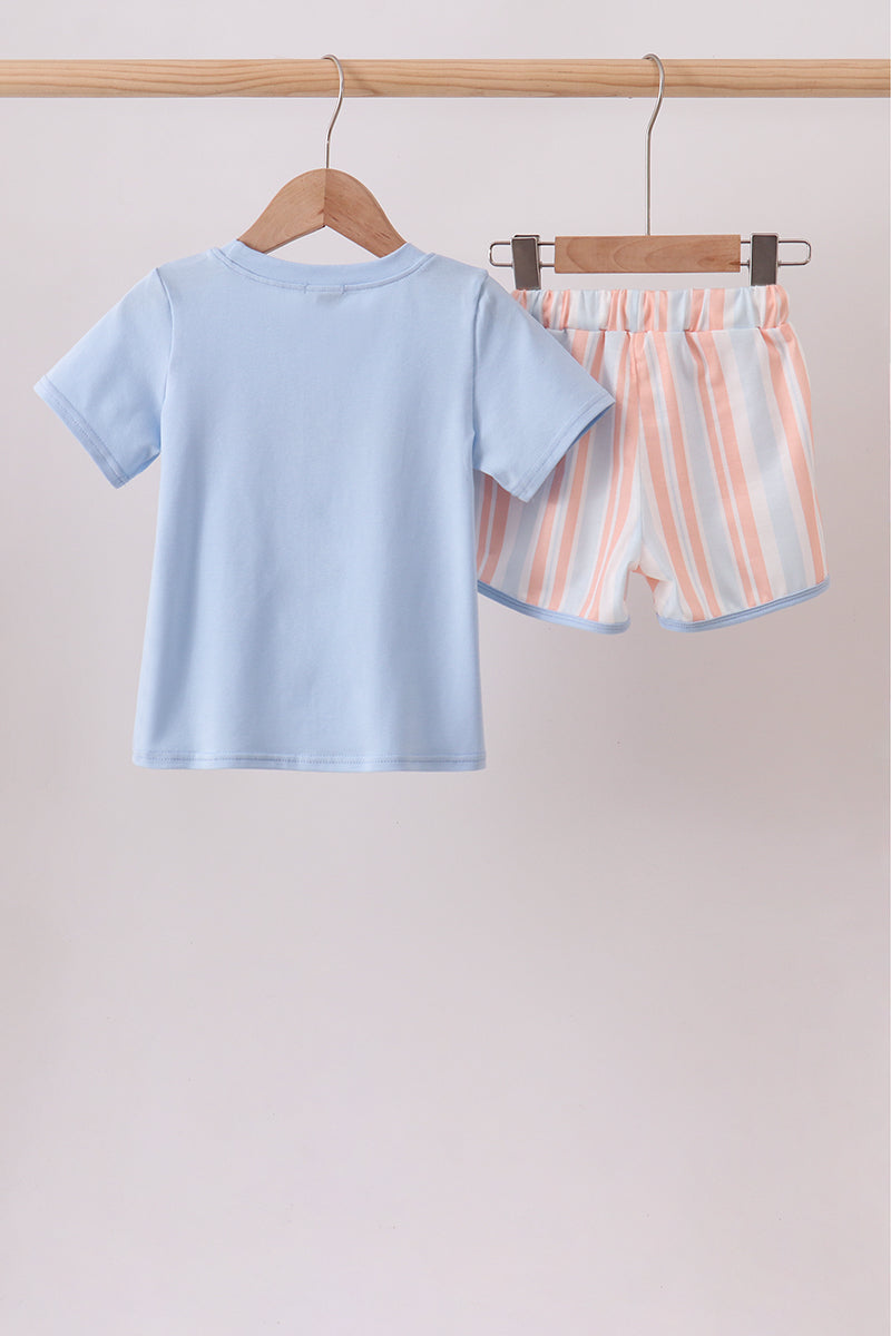 Seashell Stripe Embroidered Set - 5