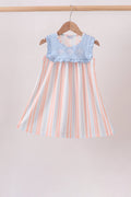 Seashell Stripe Embroidered Dress - 1
