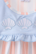 Seashell Stripe Embroidered Dress - 2