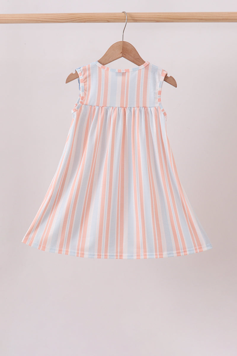 Seashell Stripe Embroidered Dress - 4