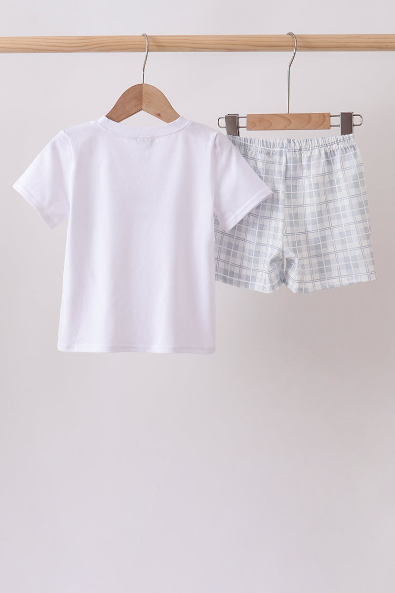 Blue Faith Quote Embroidered Shorts Set - 5