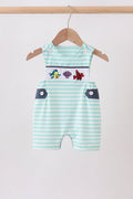 Blue stripe under the sea Embroidered Jon Jon - 1