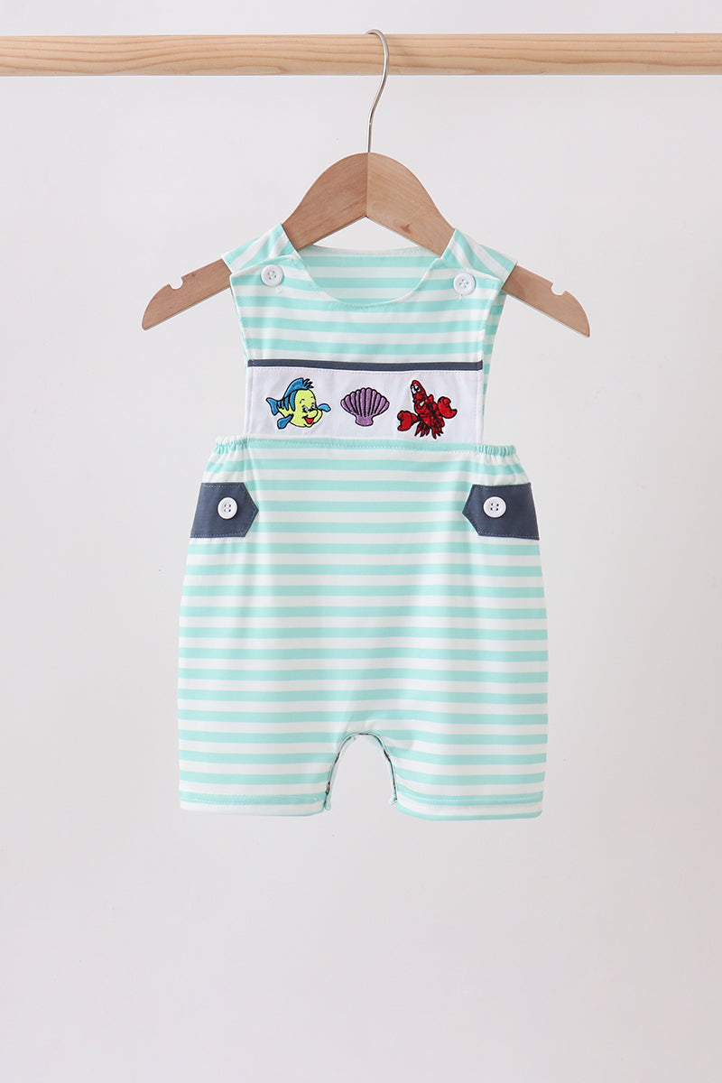 Blue stripe under the sea Embroidered Jon Jon - 1