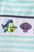 Blue stripe under the sea Embroidered Jon Jon - 2