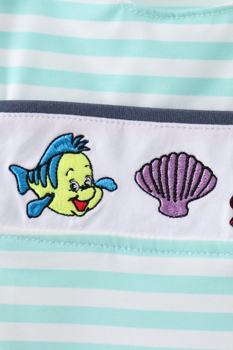 Blue stripe under the sea Embroidered Jon Jon - 2
