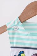 Blue stripe under the sea Embroidered Jon Jon - 3