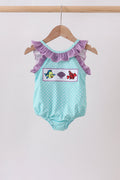 Blue under the sea Embroidered UPF Swim One-Piece - 1