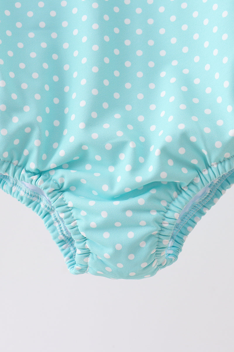 Blue under the sea Embroidered UPF Swim One-Piece - 4