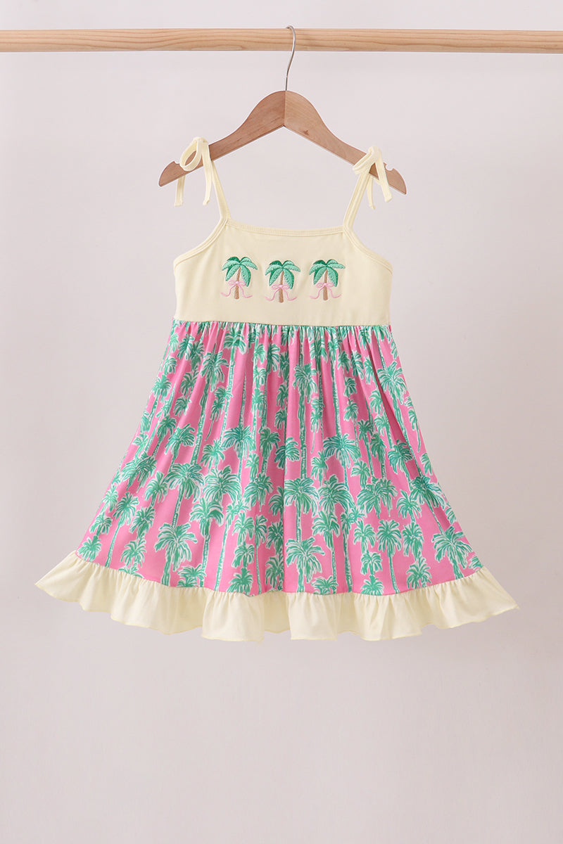 Palm Tree Embroidered Dress - 1
