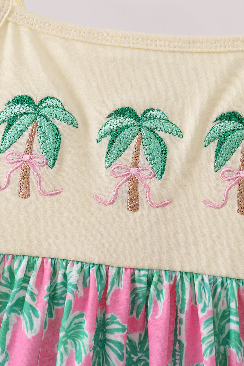 Palm Tree Embroidered Dress - 2