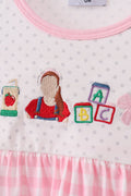 Pink Pencil ABC embroidery gingham bloomer set - 2