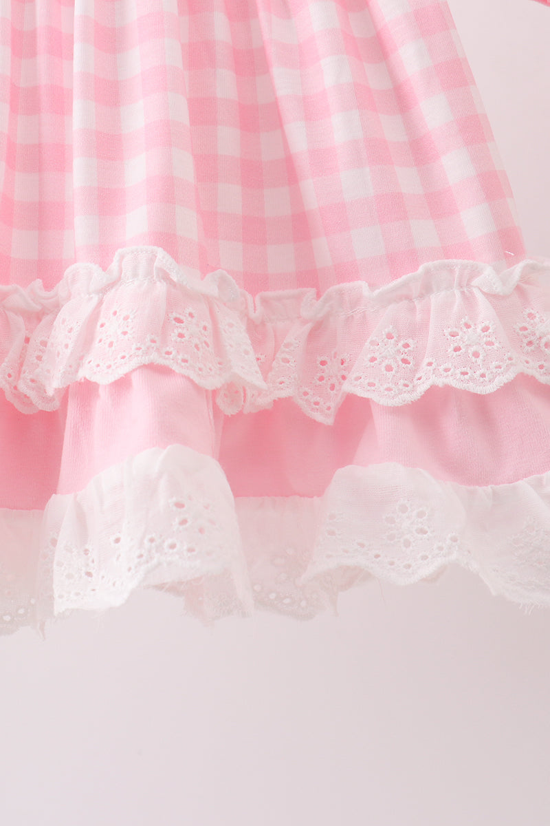 Pink Pencil ABC embroidery gingham bloomer set - 3