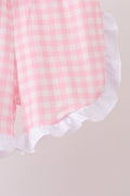 Pink Pencil ABC embroidery gingham ruffle shorts set - 3