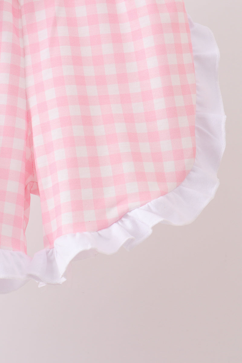 Pink Pencil ABC embroidery gingham ruffle shorts set - 3