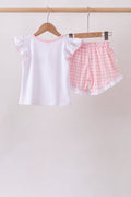 Pink Pencil ABC embroidery gingham ruffle shorts set - 5