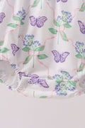 Purple Butterfly Applique Ruffle Bubble - 3