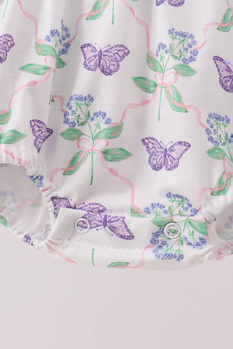 Purple Butterfly Applique Ruffle Bubble - 3