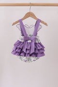 Purple Butterfly Applique Ruffle Bubble - 2