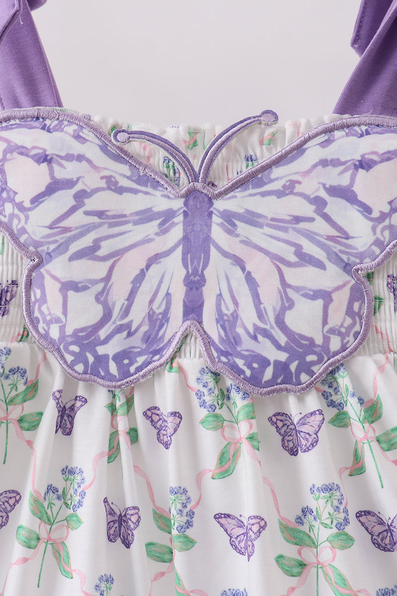 Purple Butterfly Applique Shorts Set - 2