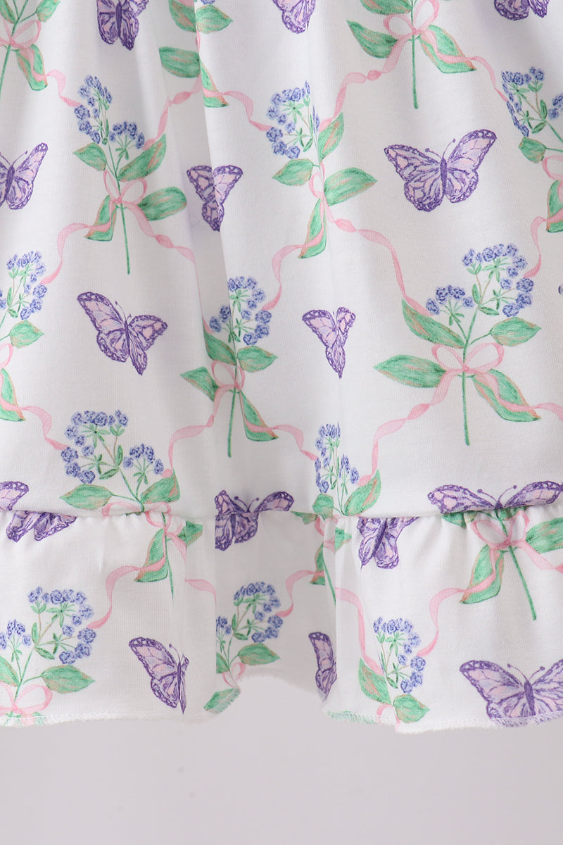 Purple Butterfly Applique Shorts Set - 3