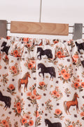 Khaki horse embroidery ruffle shorts set - 5
