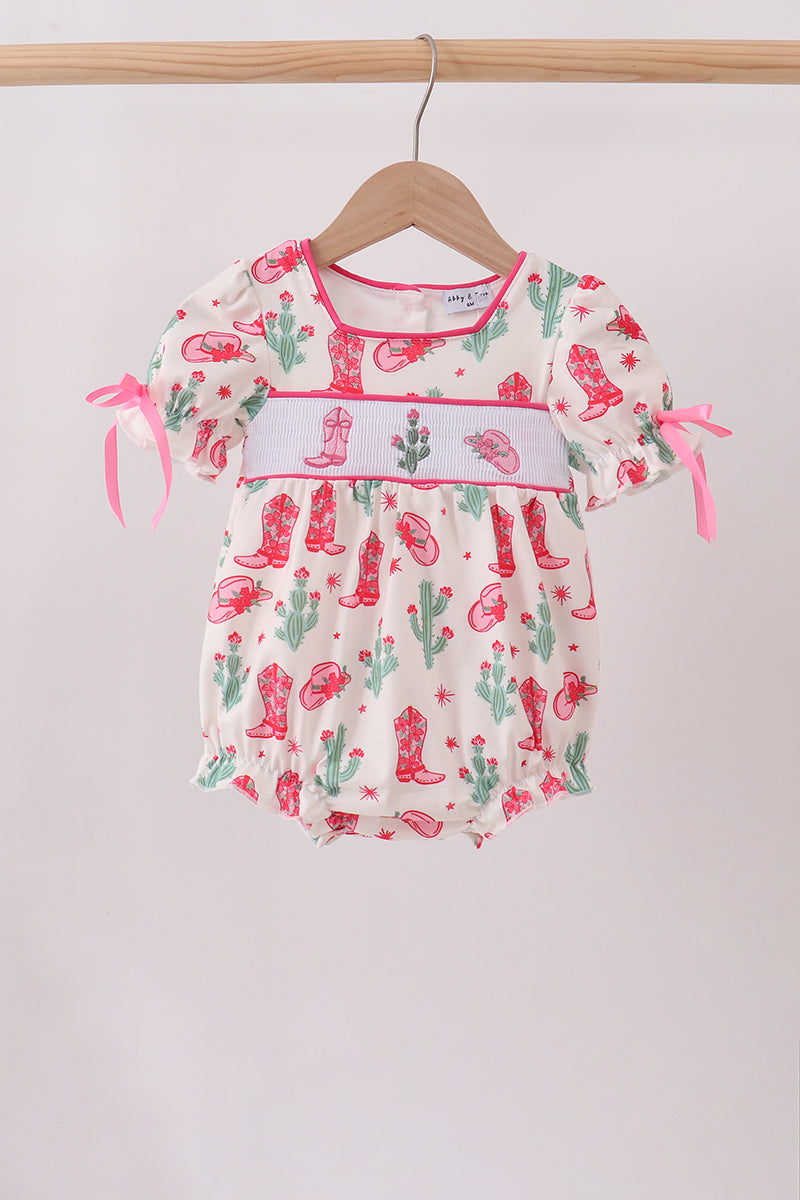 Pink Boots Smocked Bubble - 1