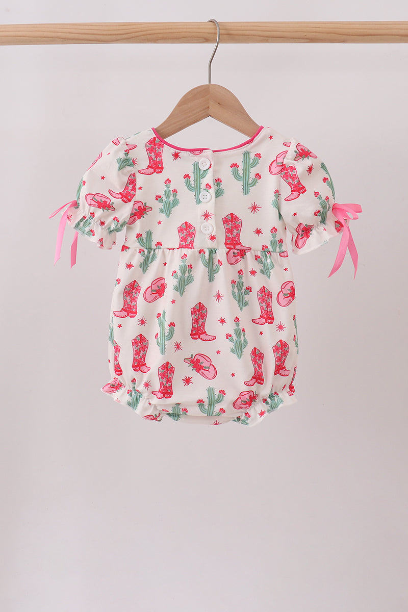 Pink Boots Smocked Bubble - 4