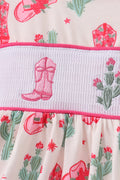Pink Boots Smocked Dress - 4