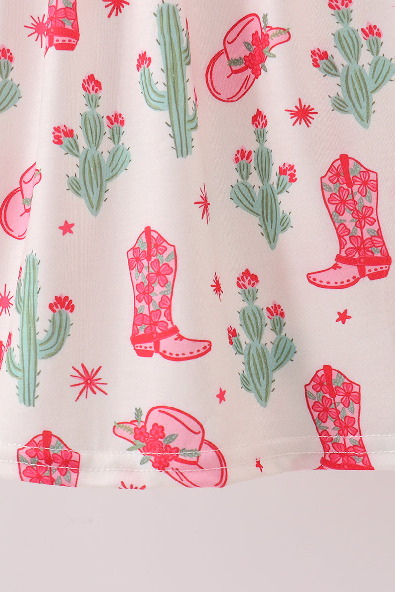 Pink Boots Smocked Dress - 5