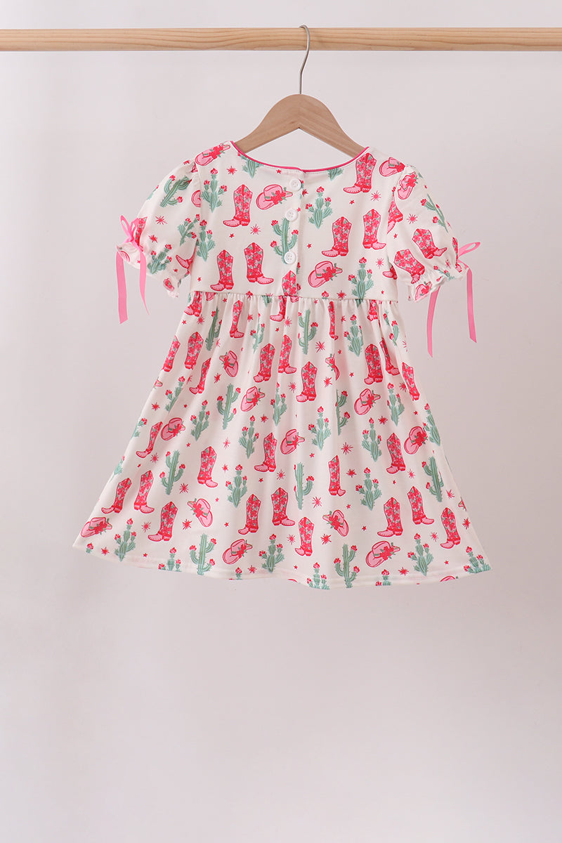 Pink Boots Smocked Dress - 3