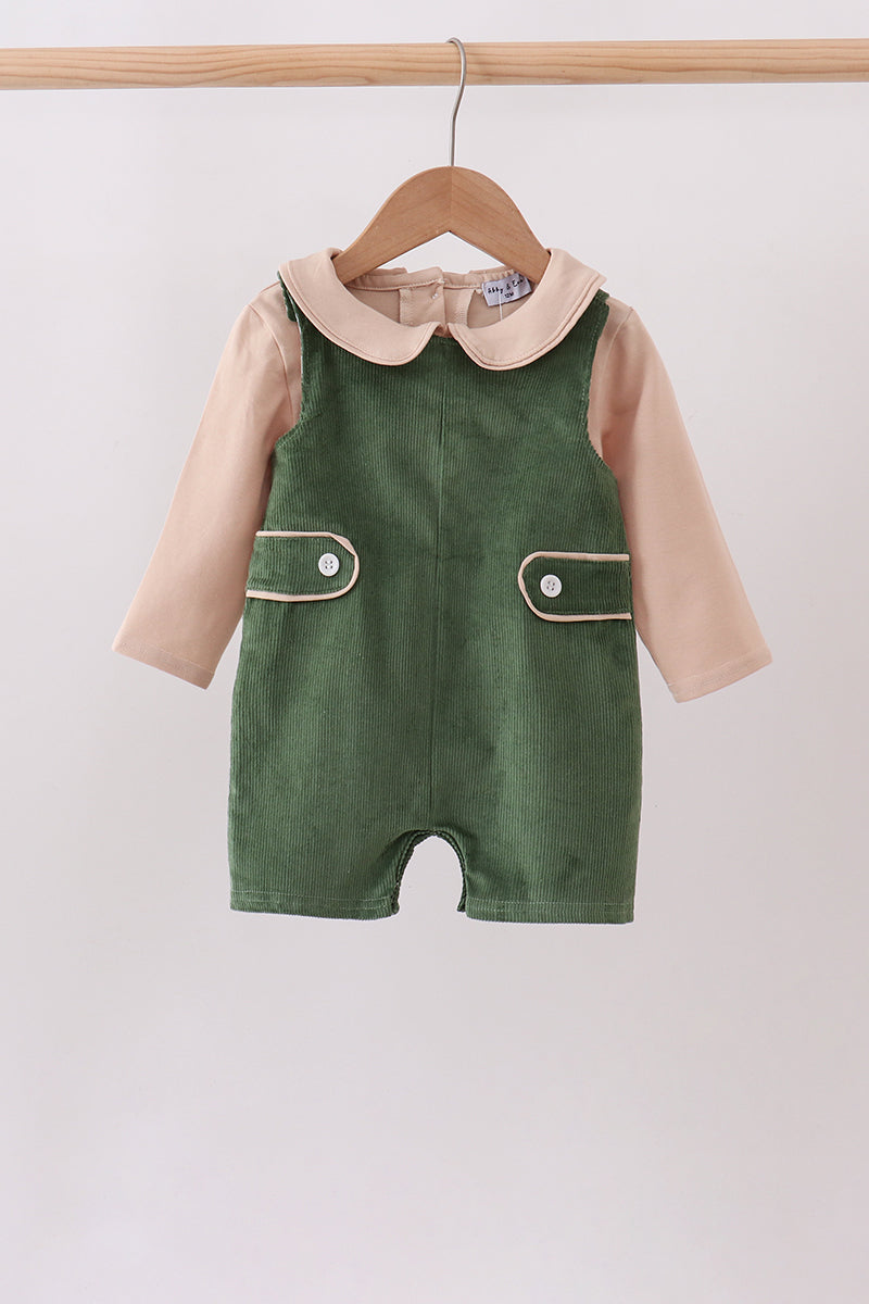 Green Corduroy Jon Jon Set - 1