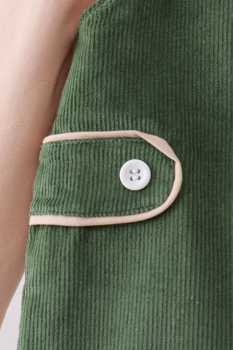 Green Corduroy Jon Jon Set - 2